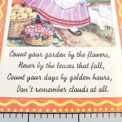 Vintage Unused BROWNIE Birthday Card GIRL Carrying Basket of Fruit on Her Head - Thumbnail 2