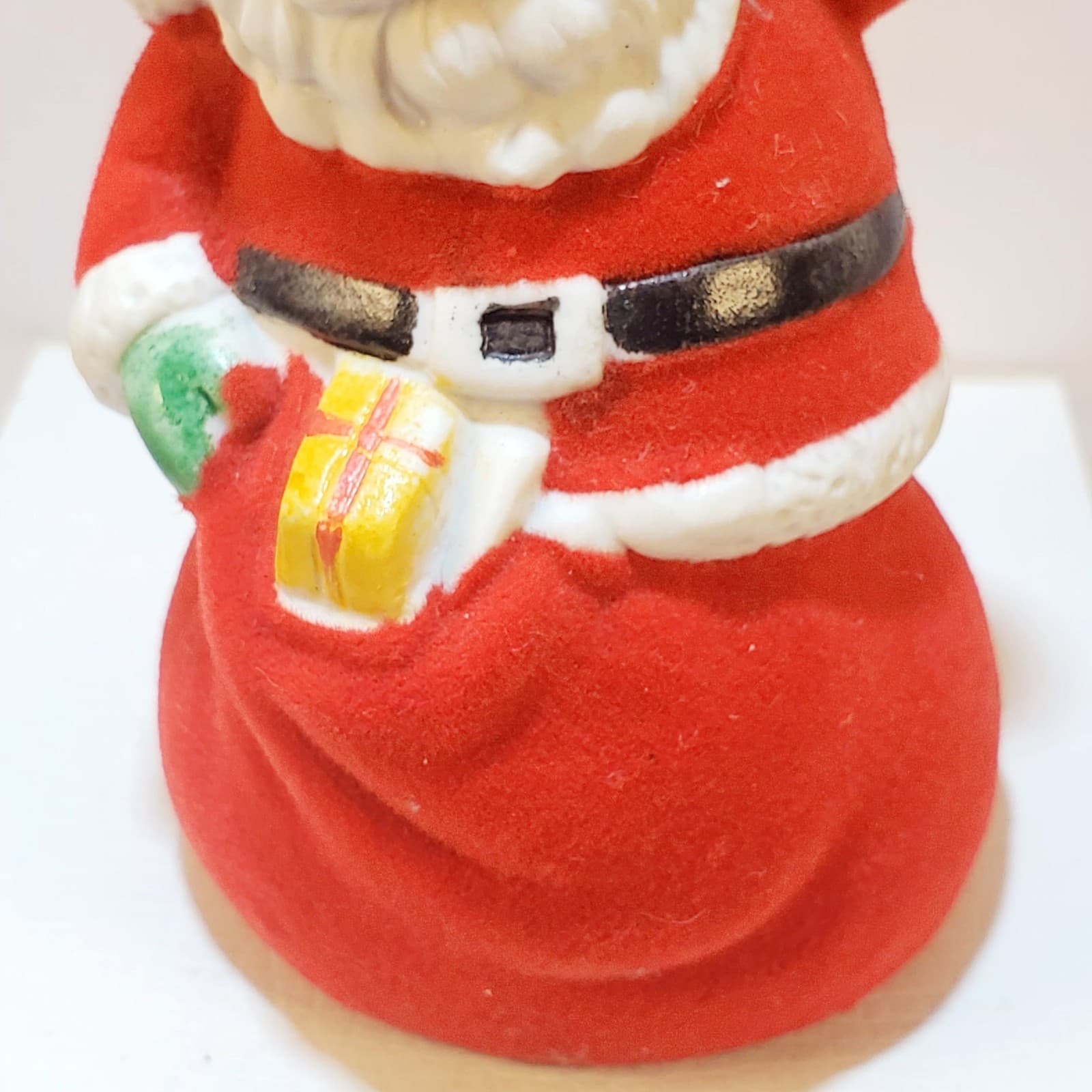 Vtg Giftco Inc 1985 Flocked Santa Bell Made In Taiwan Christmas Holiday Decor - Thumbnail 3