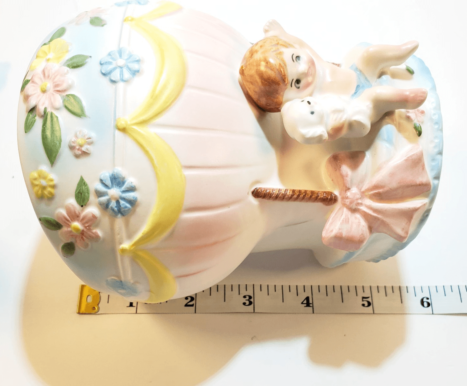 Vintage Napcoware Newborn Baby Boy Girl Hot Air Balloon Planter Shower Gift - Thumbnail 8