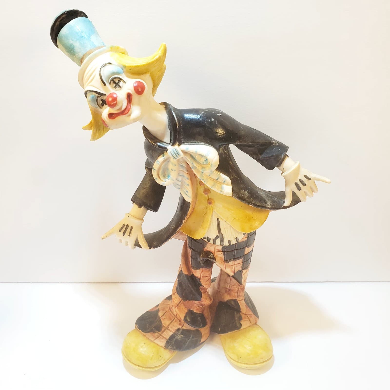 Vintage Italy Resin 9 inch Tall Bowing Clown Circus Act Figure Figurine Statue