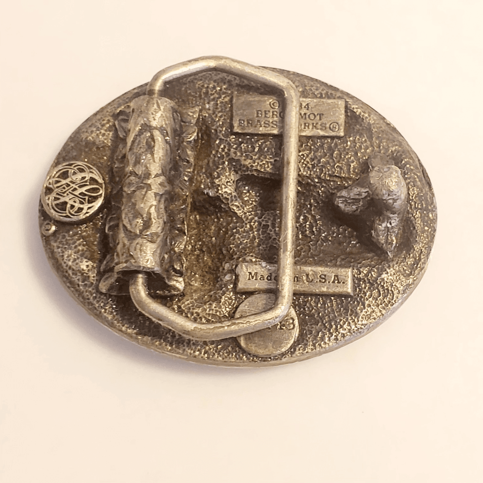 Vintage 1984 Bergamot Brass Works Car Scene Belt Buckle U L43 Made In USA - Thumbnail 2