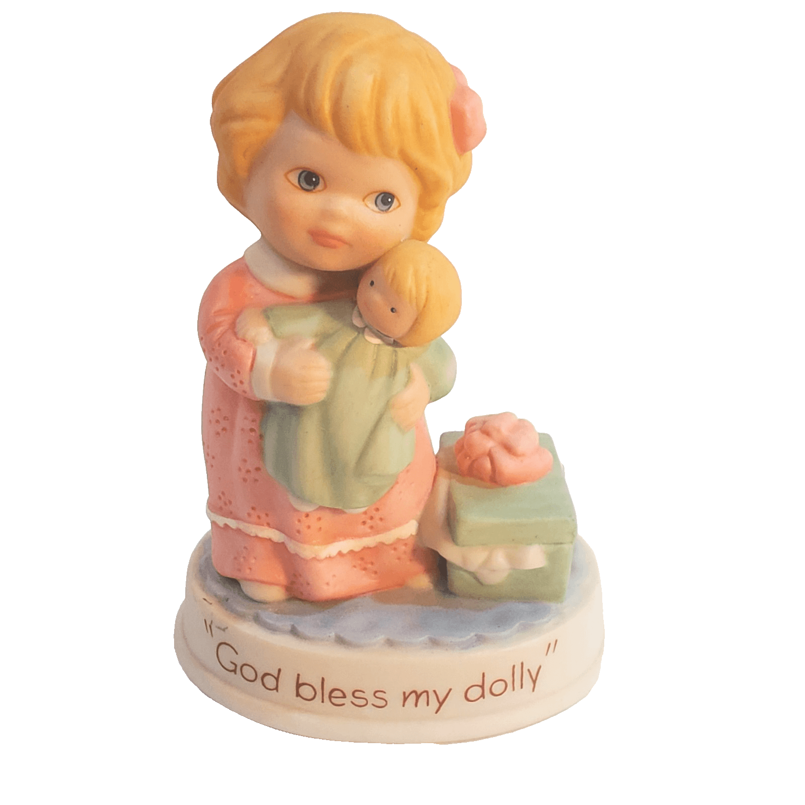 Vintage AVON 1990 Tender Memories God Bless My Dolly Porcelain Figurine 3.5 inch