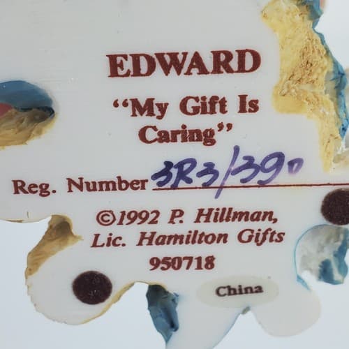 Vtg 1992 Cherished Teddies Edward My Gift Is Caring Resin Bear Figurine Nativity - Thumbnail 5