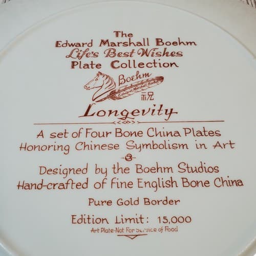 Vtg Edward Marshall Boehm Life's Best Wishes Plate Collection "LONGEVITY" 1981 - Thumbnail 7