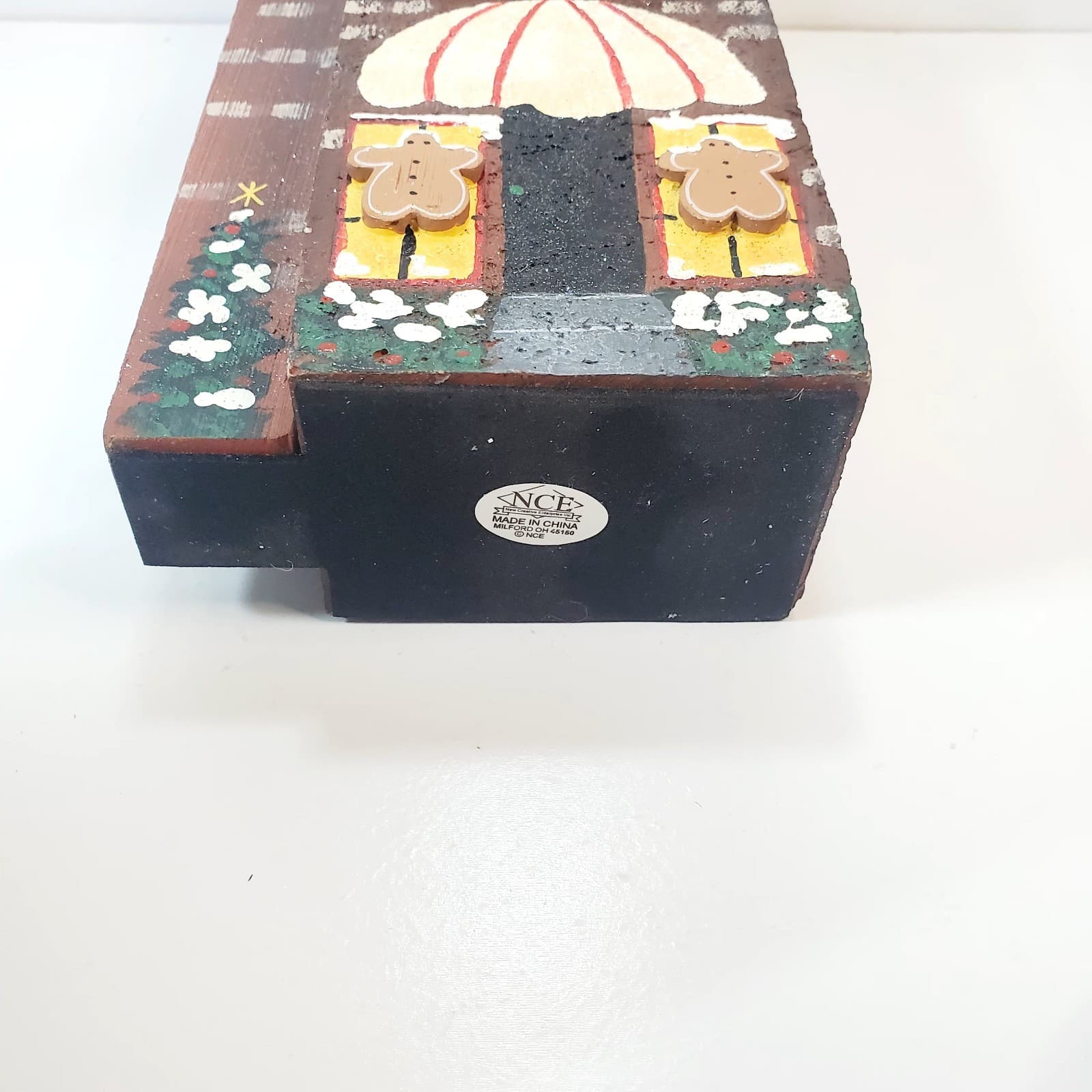 Vintage 90's NCE Hand Painted Wooden Christmas Village House Sugar Plum Shoppe - Thumbnail 9