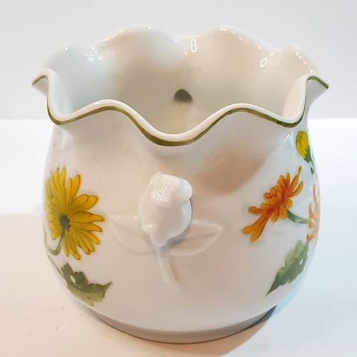 Vintage Seymour Mann Chrysanthemum Watercolor Eda Sugar Bowl Vase Planter - Thumbnail 5