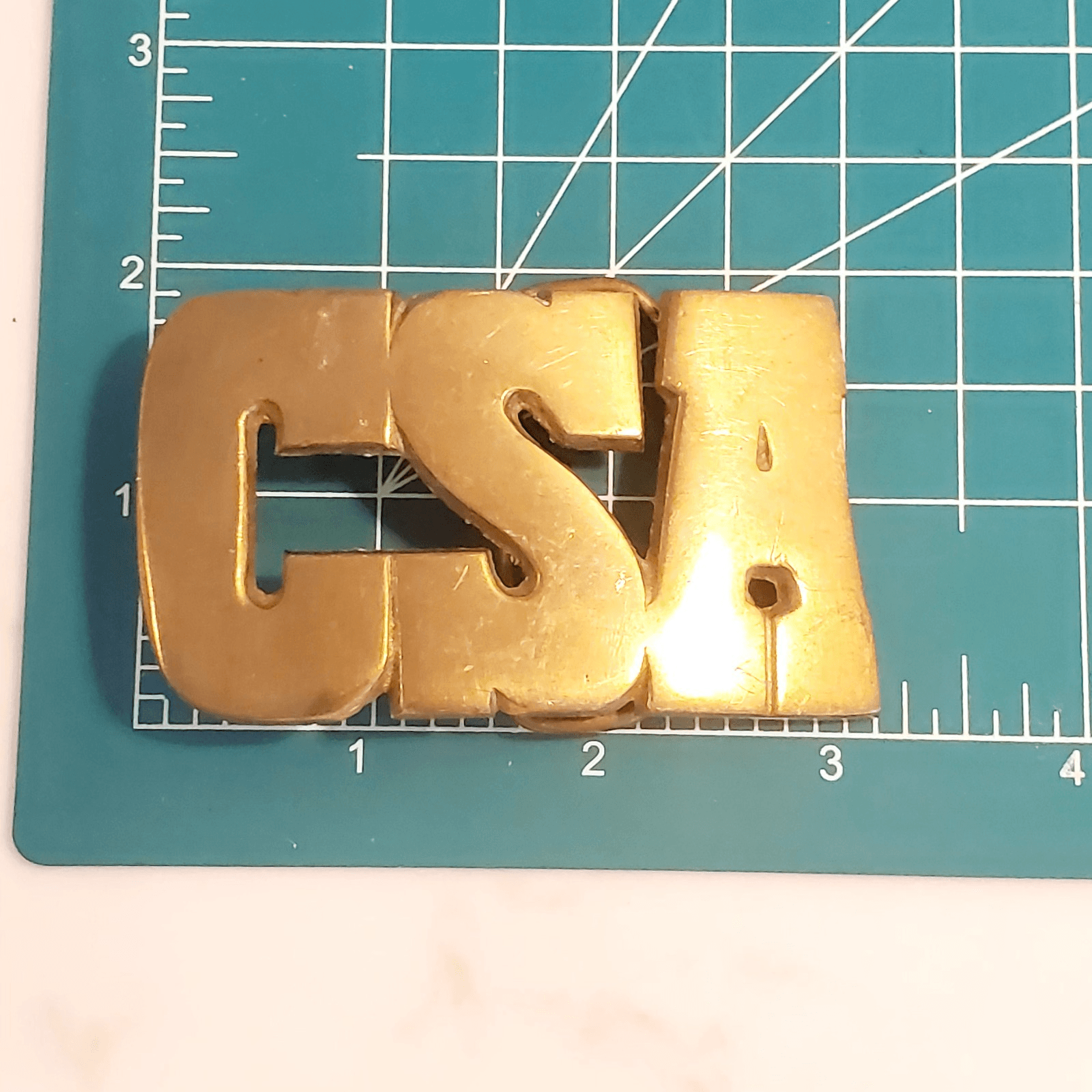 Vtg R.O.C. Solid Brass CSA Cut Out Letters Confederate Belt Buckle 865 Taiwan - Thumbnail 5