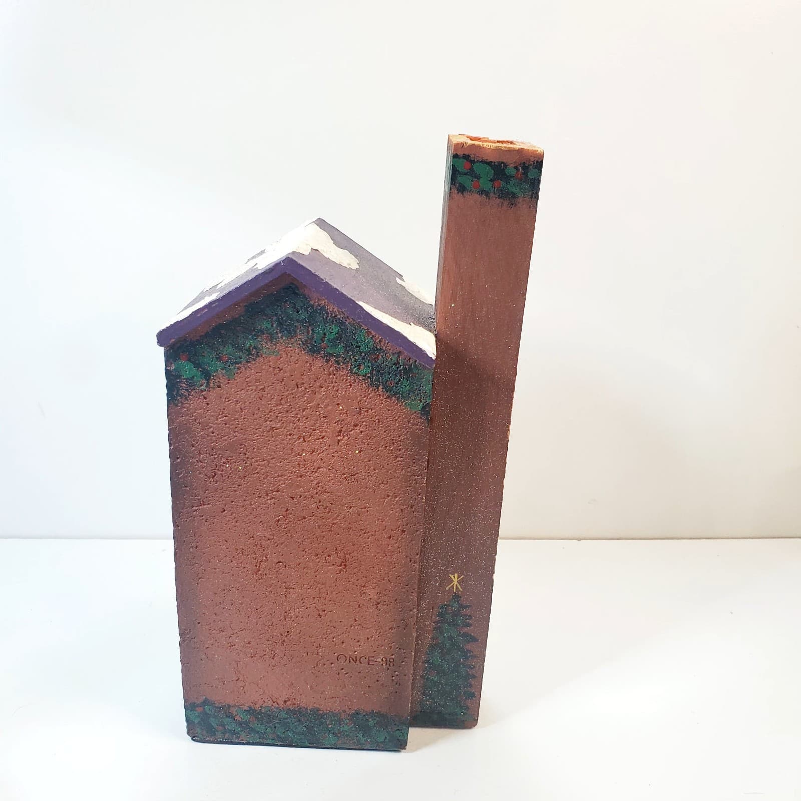 Vintage 90's NCE Hand Painted Wooden Christmas Village House Sugar Plum Shoppe - Thumbnail 6