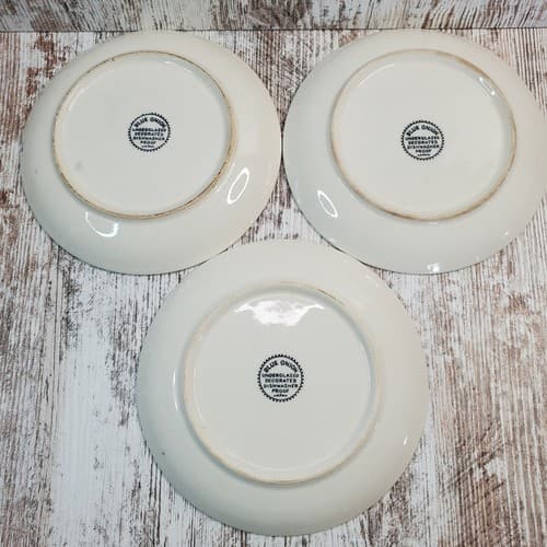 Set of 3 Blue Onion 6" Bread/Dessert Plates Blue White Floral Banner Japan - Thumbnail 3