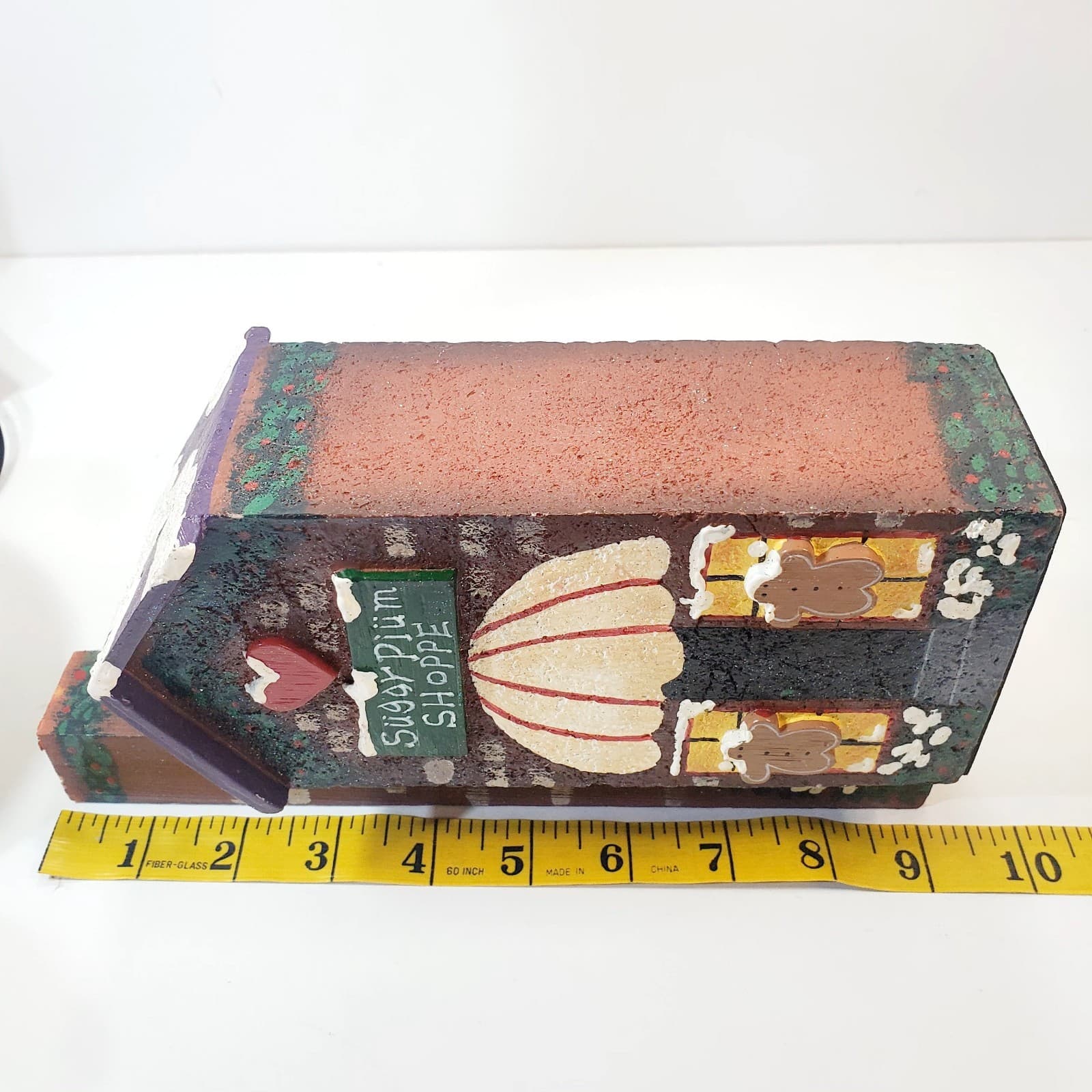 Vintage 90's NCE Hand Painted Wooden Christmas Village House Sugar Plum Shoppe - Thumbnail 11