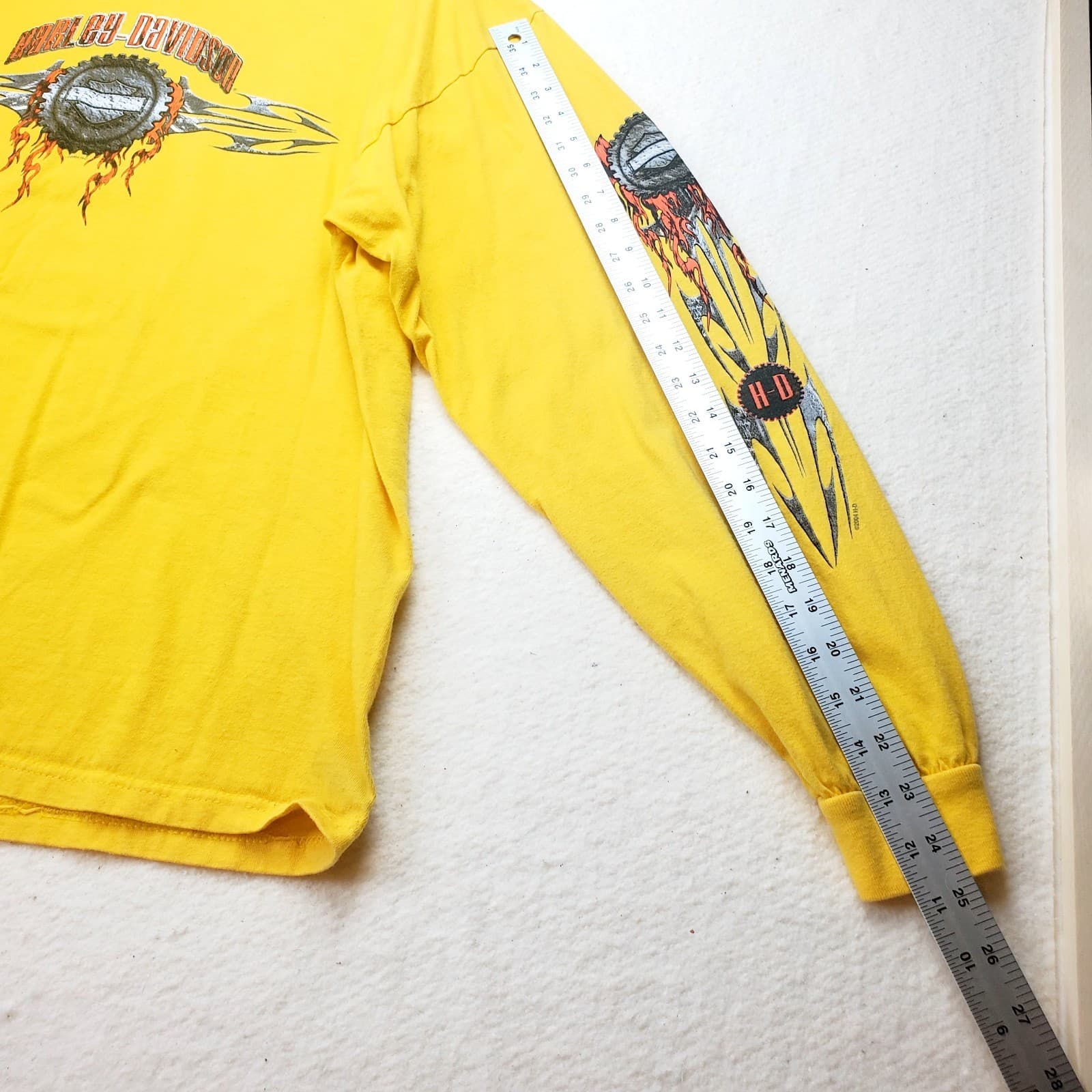 Vtg 2004 Harley Davidson Long Sleeve Yellow Graphic Shirt XL Las Vegas Nevada - Thumbnail 14
