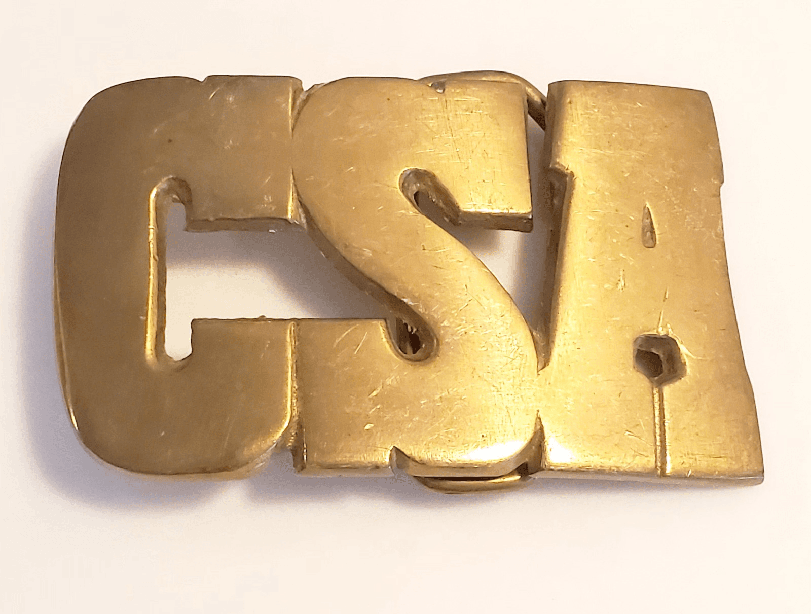 Vtg R.O.C. Solid Brass CSA Cut Out Letters Confederate Belt Buckle 865 Taiwan