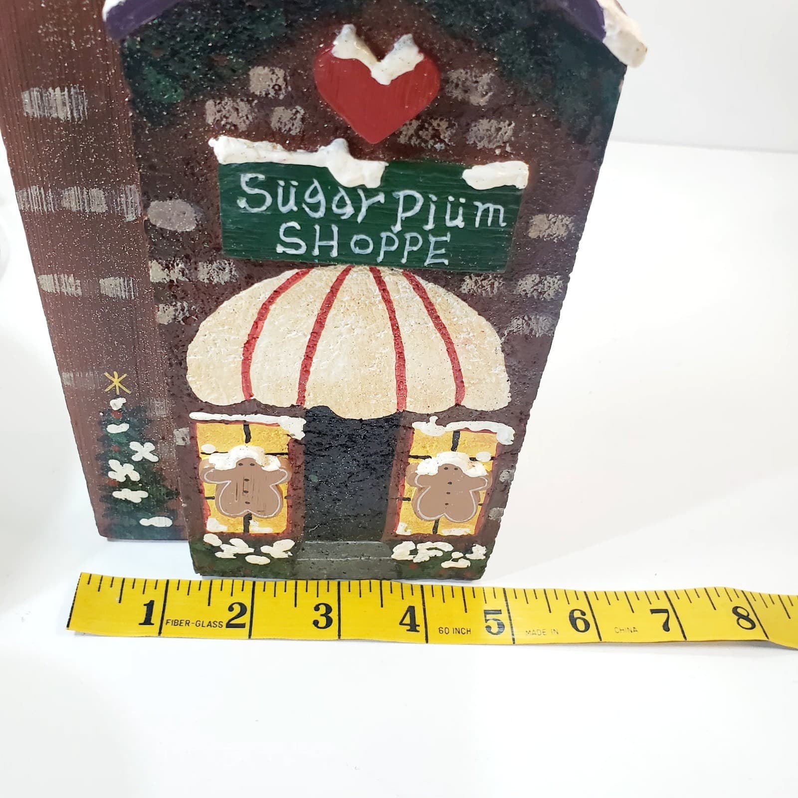 Vintage 90's NCE Hand Painted Wooden Christmas Village House Sugar Plum Shoppe - Thumbnail 12