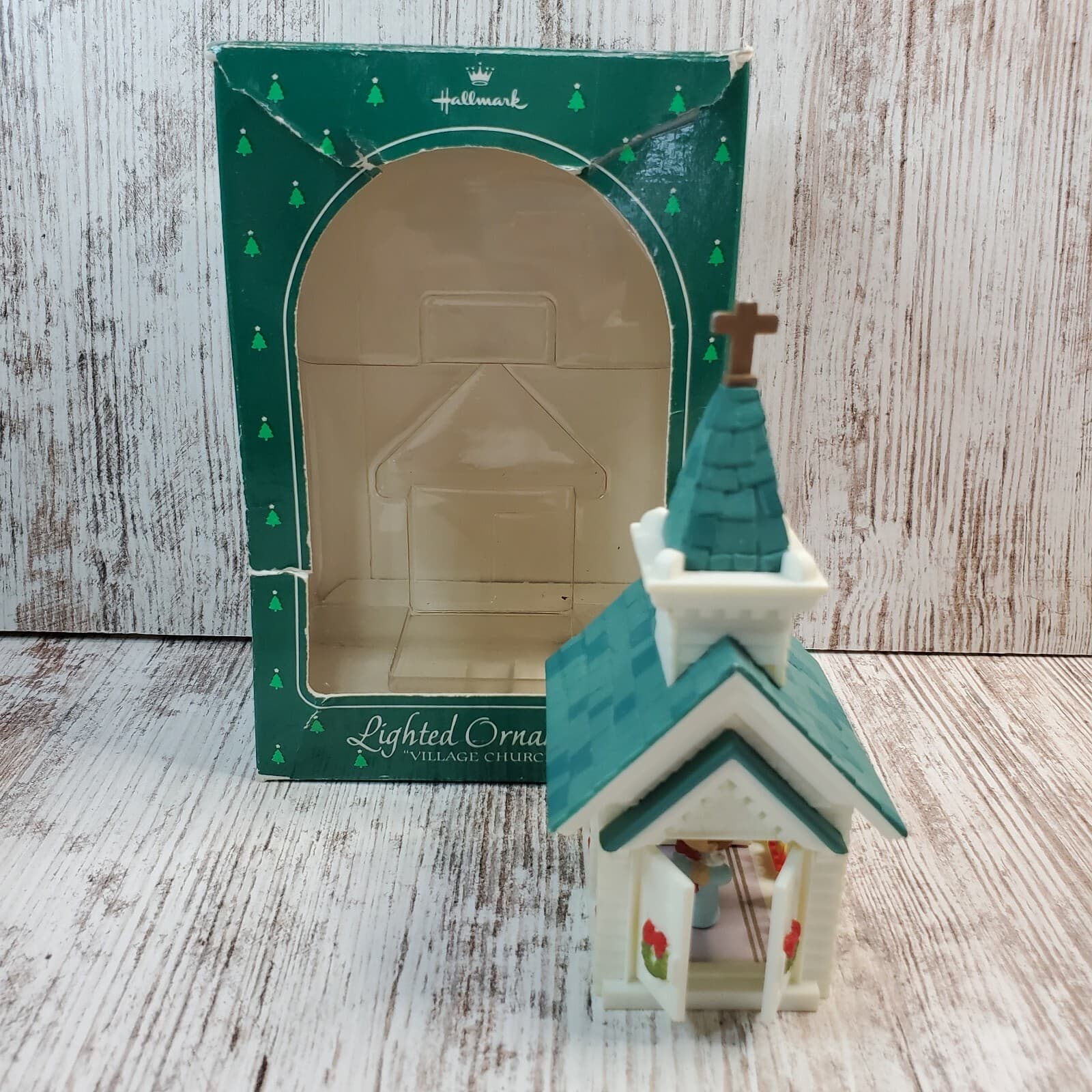 Vintage Hallmark Lighted Village Church Christmas Ornament Dated 1984 - Thumbnail 2