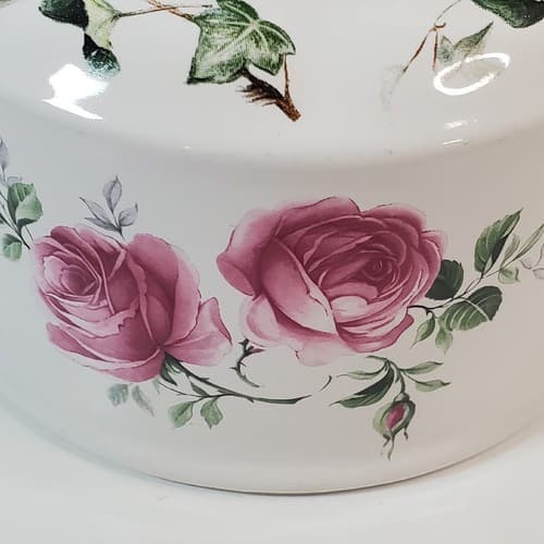 Vintage Arthur Wood England Floral Print Pink Roses Green Ivy White Teapot 6426 - Thumbnail 3
