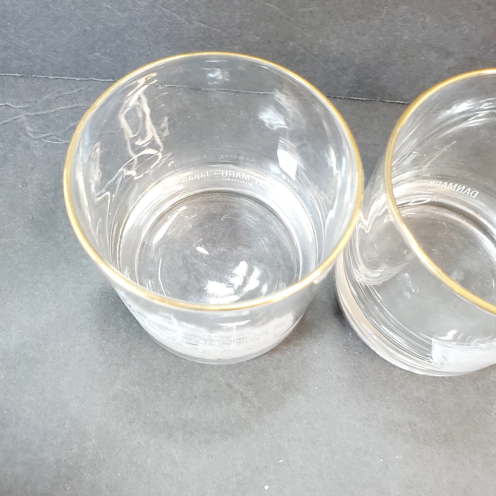 Vtg Set of 2 Houze Art Nautical Ship Clipper Whiskey Rocks Glasses 8 oz DK / JPN - Thumbnail 3