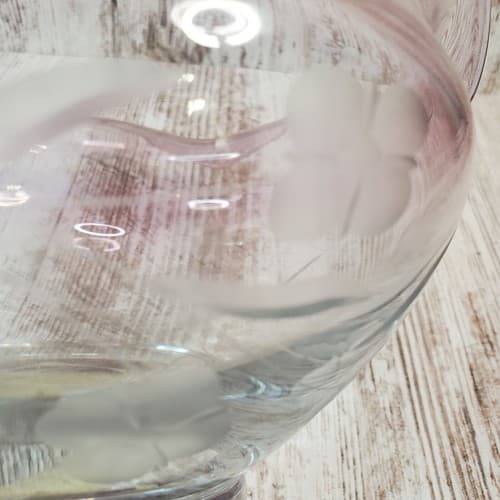Lenox 7" Round Floral Spirit Crystal Etched Bowl Amethyst Scalloped Fluted Rim - Thumbnail 4