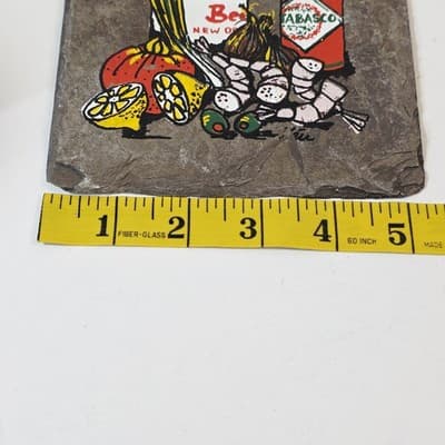 Vtg New Orleans Roofing Slate Wall Decor Dixie Beer Tabasco Shrimp Hand Painted - Thumbnail 7
