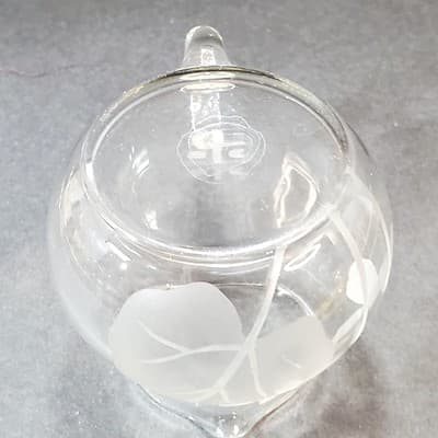 Vintage Clear Glass Creamer Etched Floral Flower Pitcher Botanical Marked sTc - Thumbnail 6
