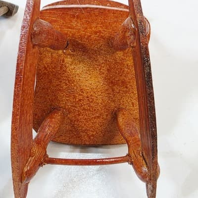 Vintage Lot of 2 Miniature Wood Rocking Chairs Dollhouse Craftsman Furniture - Thumbnail 8