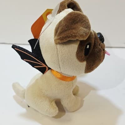 Hallmark Halloween Mini Pug Dog Bat Plush Fangs 4.5" Stuffed Animal NWT - Thumbnail 5