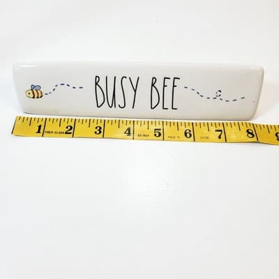 Rae Dunn Artisan Collection BUSY BEE Office Sign Desk Plaque Decor Ceramic - Thumbnail 7