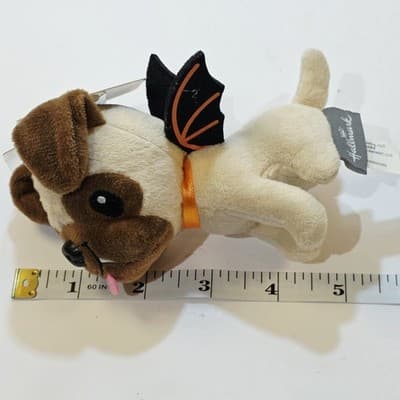 Hallmark Halloween Mini Pug Dog Bat Plush Fangs 4.5" Stuffed Animal NWT - Thumbnail 9