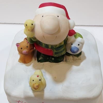 Vintage 1979 Ziggy & Friends Square Bisque Porcelain Trinket Box Tiny Treasures - Thumbnail 2