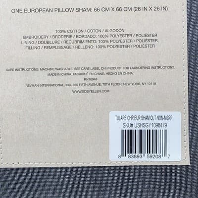 2 Ellen Degeneres European Shams Pillow Case Tulare Grey 26” X 26” New Cotton - Thumbnail 7
