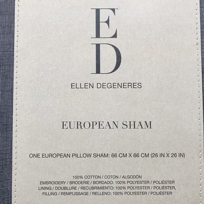 2 Ellen Degeneres European Shams Pillow Case Tulare Grey 26” X 26” New Cotton - Thumbnail 6