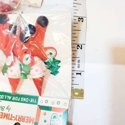 Vintage Lot of 3 pkgs Walbead & Merry Time Trims Christmas Santa Decorations - Thumbnail 11