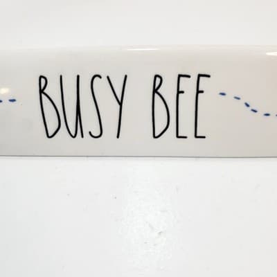Rae Dunn Artisan Collection BUSY BEE Office Sign Desk Plaque Decor Ceramic - Thumbnail 2