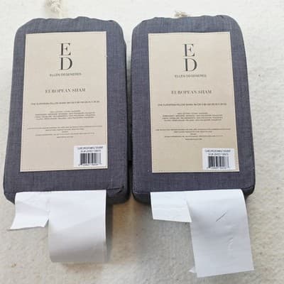 2 Ellen Degeneres European Shams Pillow Case Tulare Grey 26” X 26” New Cotton - Thumbnail 5