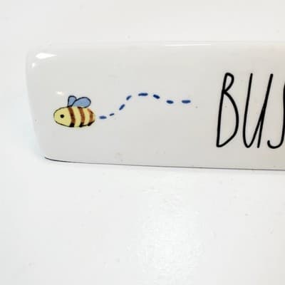 Rae Dunn Artisan Collection BUSY BEE Office Sign Desk Plaque Decor Ceramic - Thumbnail 4