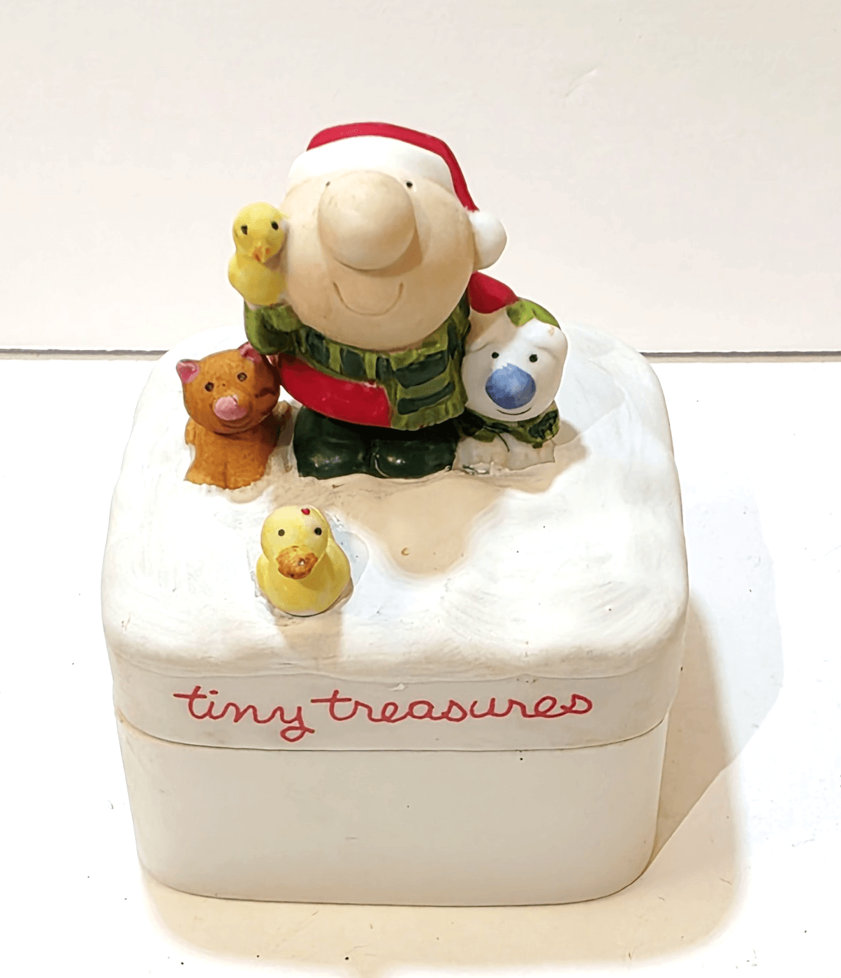 Vintage 1979 Ziggy & Friends Square Bisque Porcelain Trinket Box Tiny Treasures