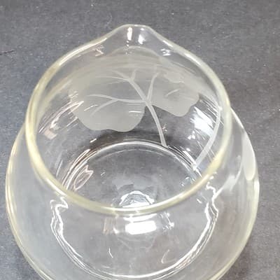 Vintage Clear Glass Creamer Etched Floral Flower Pitcher Botanical Marked sTc - Thumbnail 5