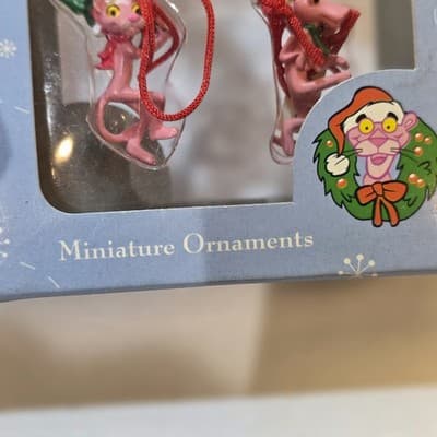 Vintage 2004 Pink Panther Miniature Christmas Tree Ornaments 5 Pack Box Set - Thumbnail 7