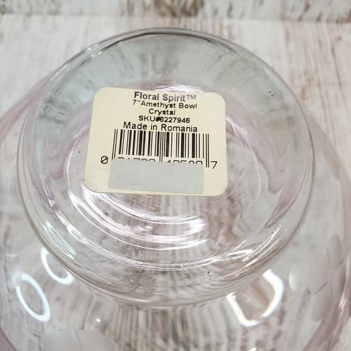 Lenox 7" Round Floral Spirit Crystal Etched Bowl Amethyst Scalloped Fluted Rim - Thumbnail 6
