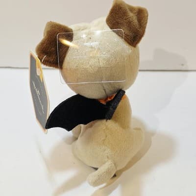 Hallmark Halloween Mini Pug Dog Bat Plush Fangs 4.5" Stuffed Animal NWT - Thumbnail 4
