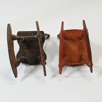 Vintage Lot of 2 Miniature Wood Rocking Chairs Dollhouse Craftsman Furniture - Thumbnail 6