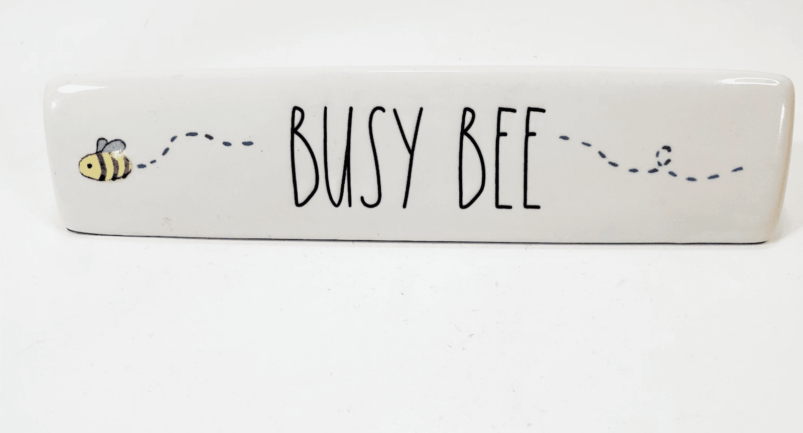 Rae Dunn Artisan Collection BUSY BEE Office Sign Desk Plaque Decor Ceramic