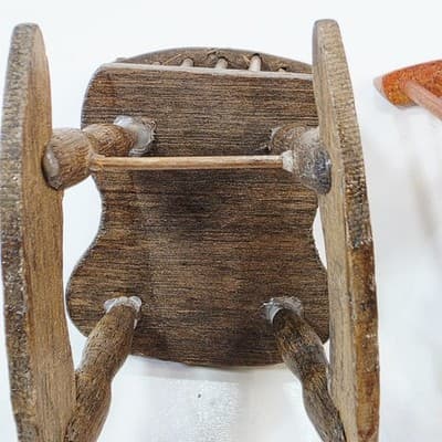 Vintage Lot of 2 Miniature Wood Rocking Chairs Dollhouse Craftsman Furniture - Thumbnail 7