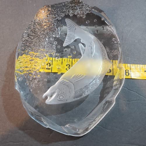 Nybro Crystal Trout Fish Sculpture Paperweight Handmade in Sweden 5.75 x 6.75 - Thumbnail 6