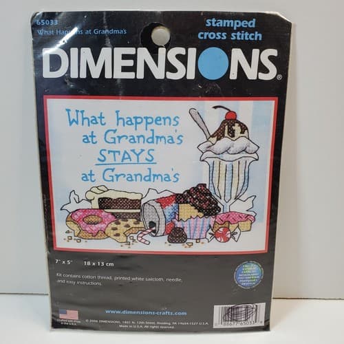 Dimensions 2006 Stamped Cross Stitch Kit What Happens at Grandma's 65033 7" x 5"