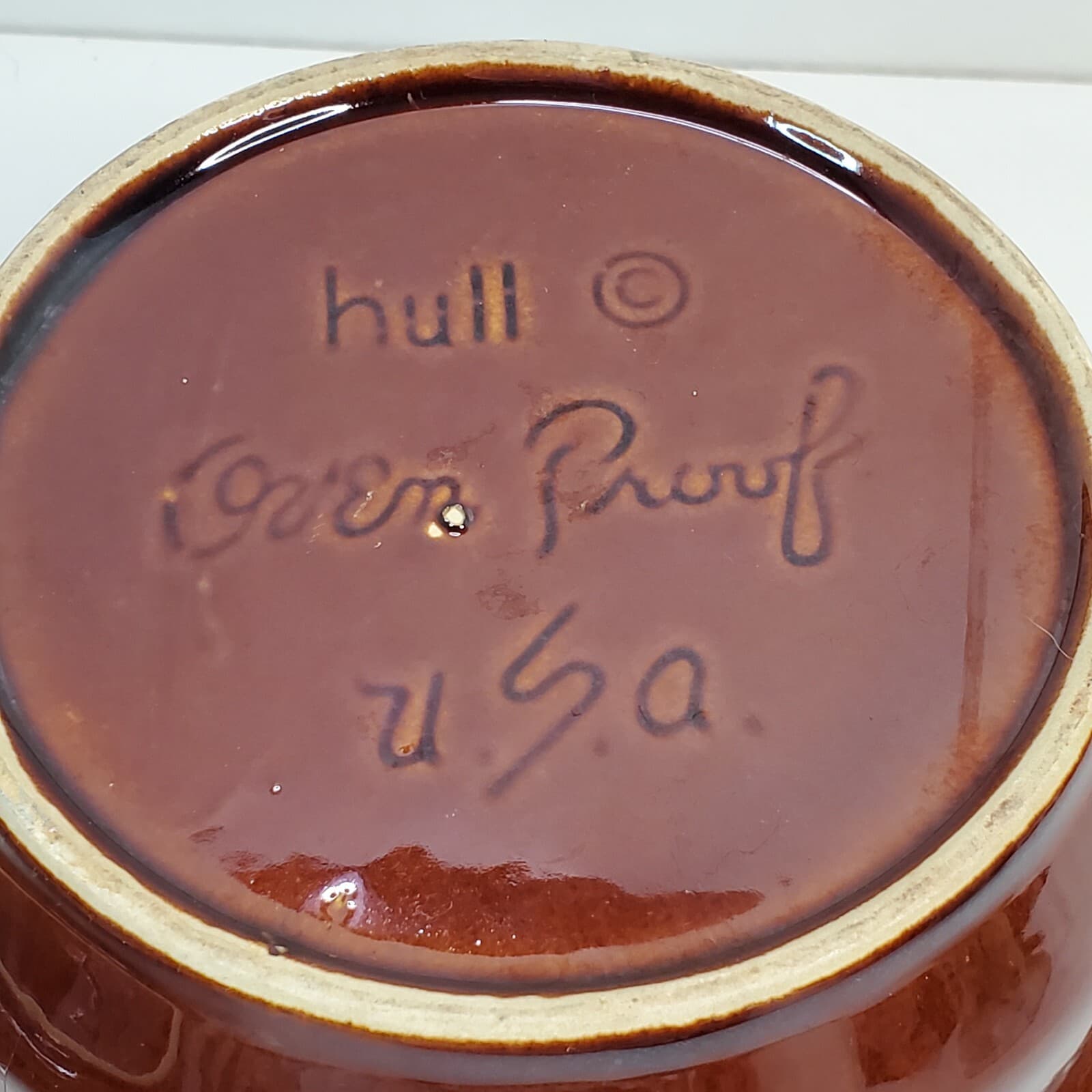 Vintage Hull 2-Tone Brown Drip Glaze 8" Oven Proof Covered Lidded Casserole USA - Thumbnail 6