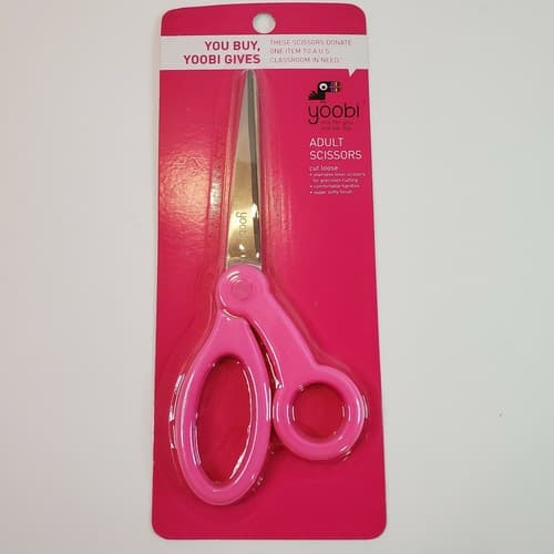 Yoobi Adult Stainless Steel Scissors Comfortable Pink Handles Precision Cutting