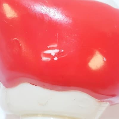 Vintage LHPC Clown Plastic Rubber Baby Rattle 1990's Kitsch Red & White - Thumbnail 3
