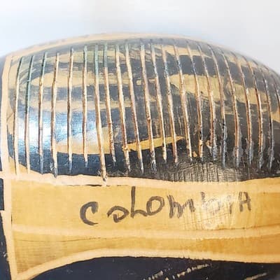 1992 Recuerdo de Cartagena Colombia Gourd Folk Art Fish Maraca DOES NOT RATTLE - Thumbnail 2