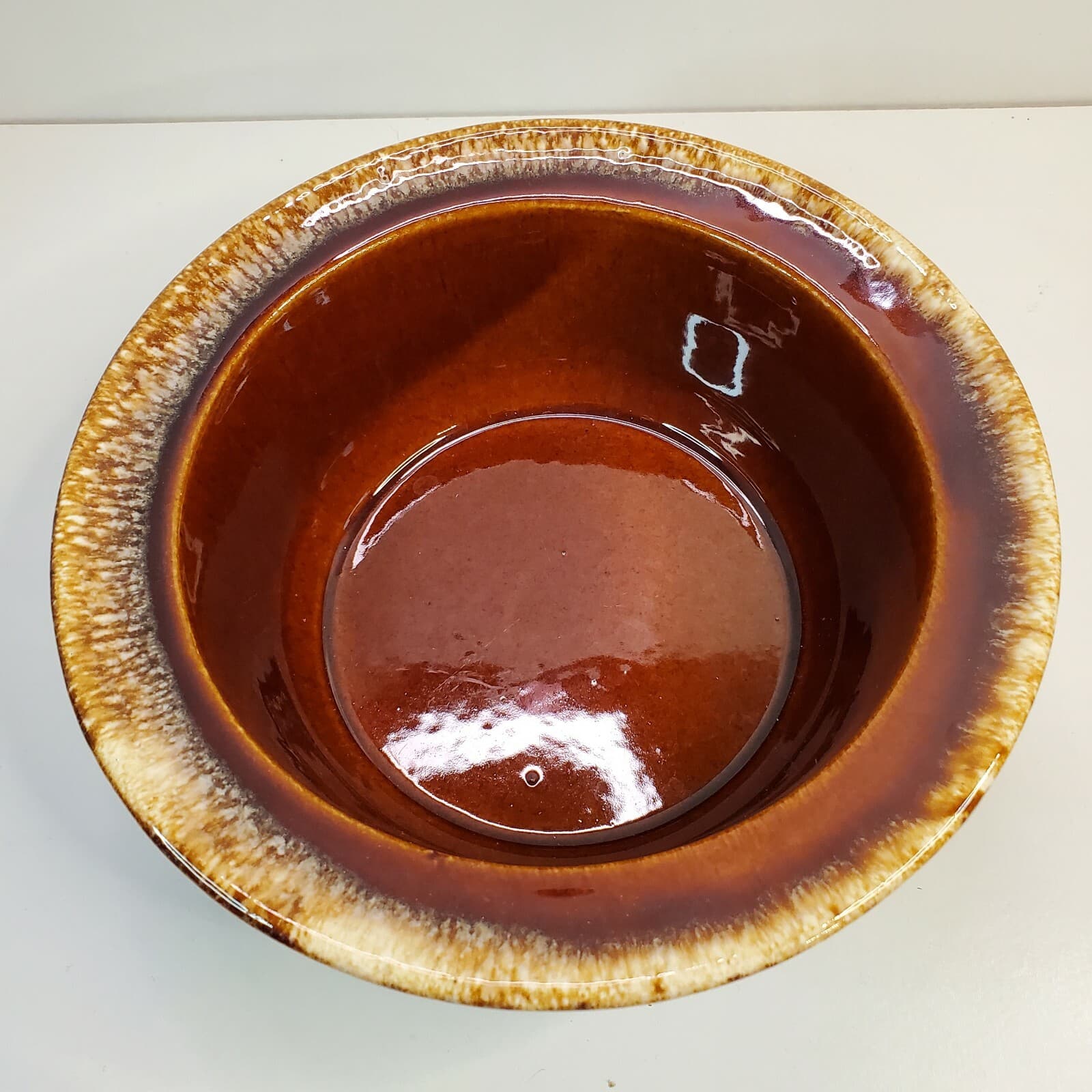 Vintage Hull 2-Tone Brown Drip Glaze 8" Oven Proof Covered Lidded Casserole USA - Thumbnail 3