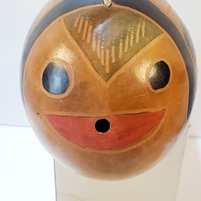 1992 Recuerdo de Cartagena Colombia Gourd Folk Art Fish Maraca DOES NOT RATTLE - Thumbnail 3